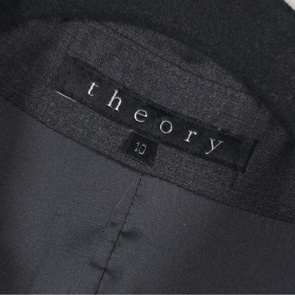Theory WOOL Blend USA🇺🇸MADE Button Up Collared Crop Blazer Jacket Size 10 - Picture 5 of 11